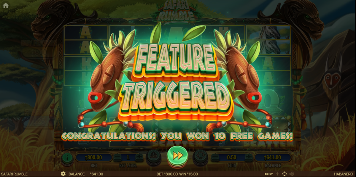 Free games won in Safari Rumble by Habanero