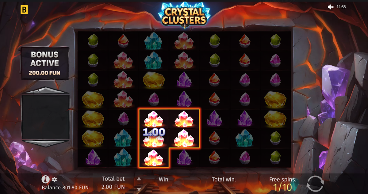 Free spins round in Crystal Clusters from BGaming