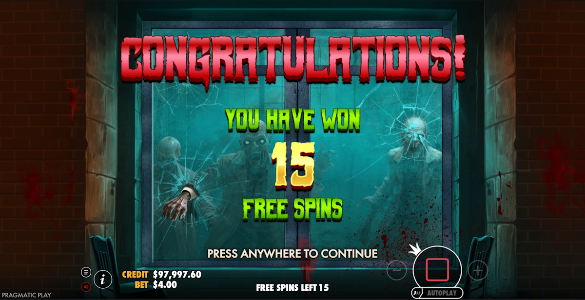 Free spins won in Zombie School Megaways by Pragmatic Play