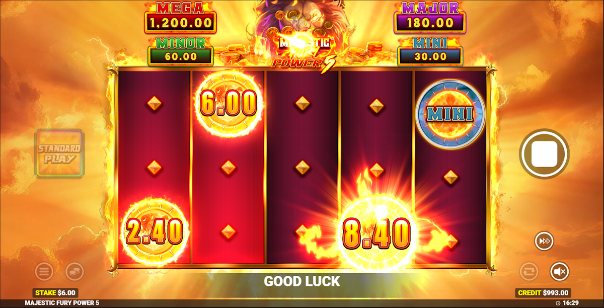 Power play mode in Majestic Fury Power 5 by Blueprint Gaming