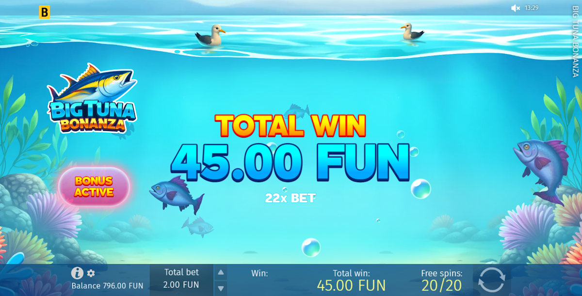 Total win in Big Tuna Bonanza by BGaming