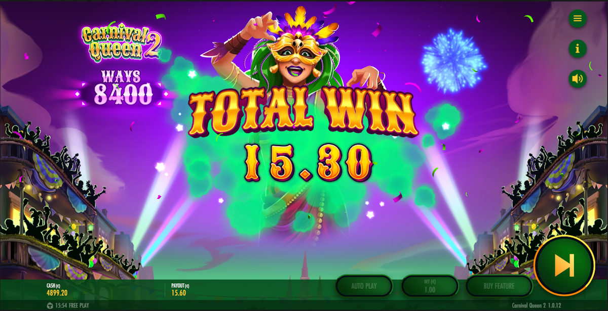 Total win in Carnival Queen 2 by Thunderkick