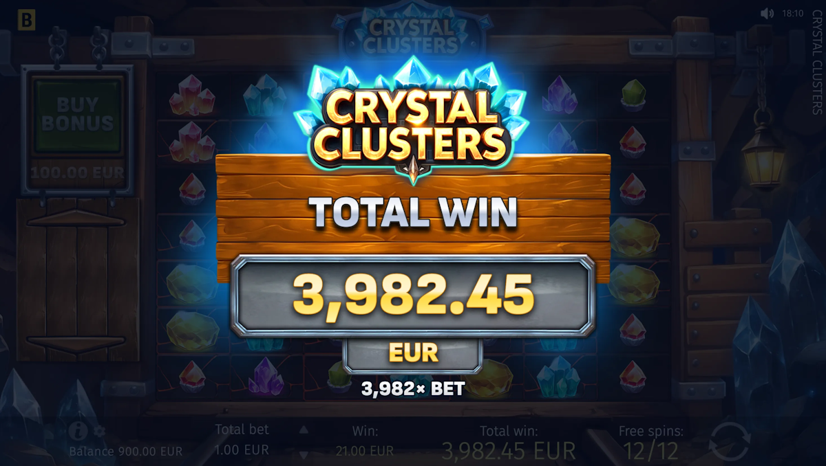 Total win in Crystal Clusters by BGaming