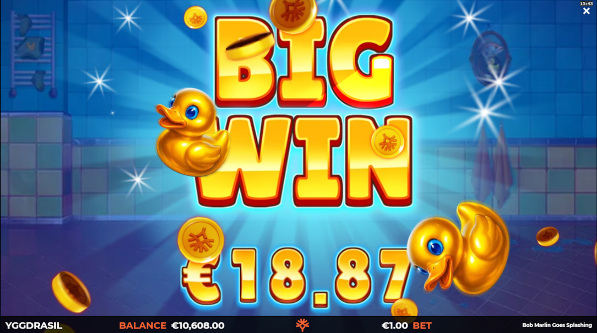 A big win in Bob Marlin Goes Splashing by Yggdrasil