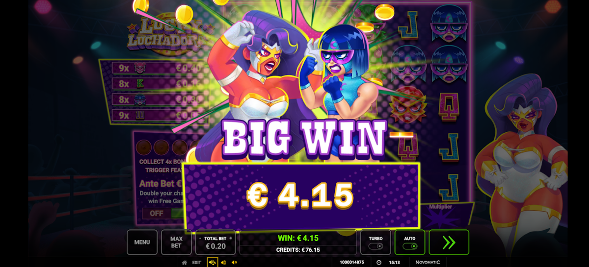A big win in Lucky Luchadoras by Greentube