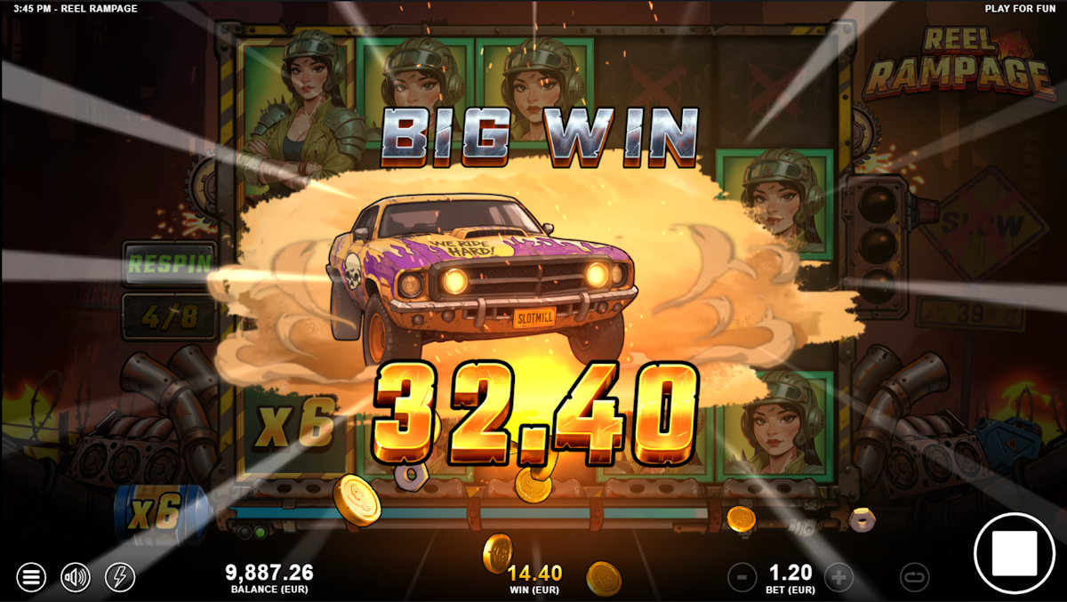 A big win in Reel Rampage by Slotmill