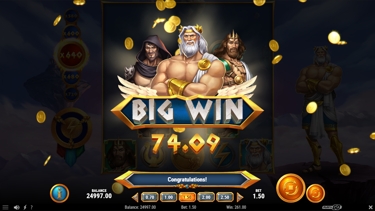A big win in Rise of Olympus Extreme by Play'n GO