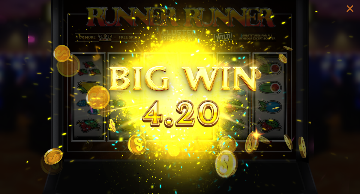 A big win in Runner Runner ClusterBreaker by Stakelogic