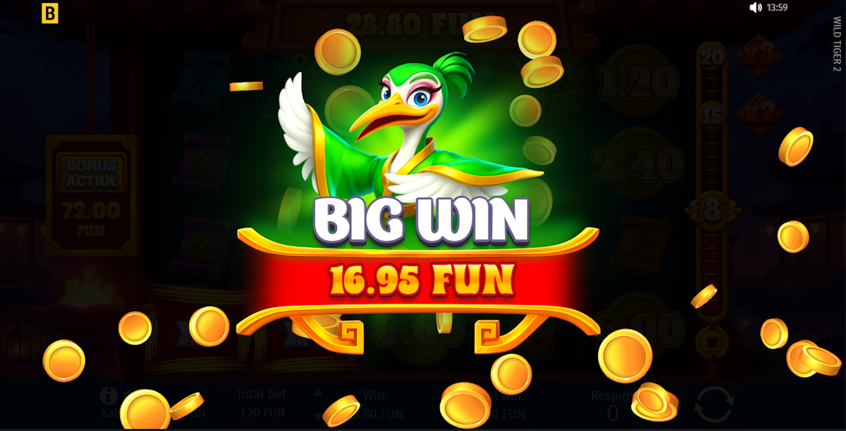 A big win in Wild Tiger 2 by BGaming