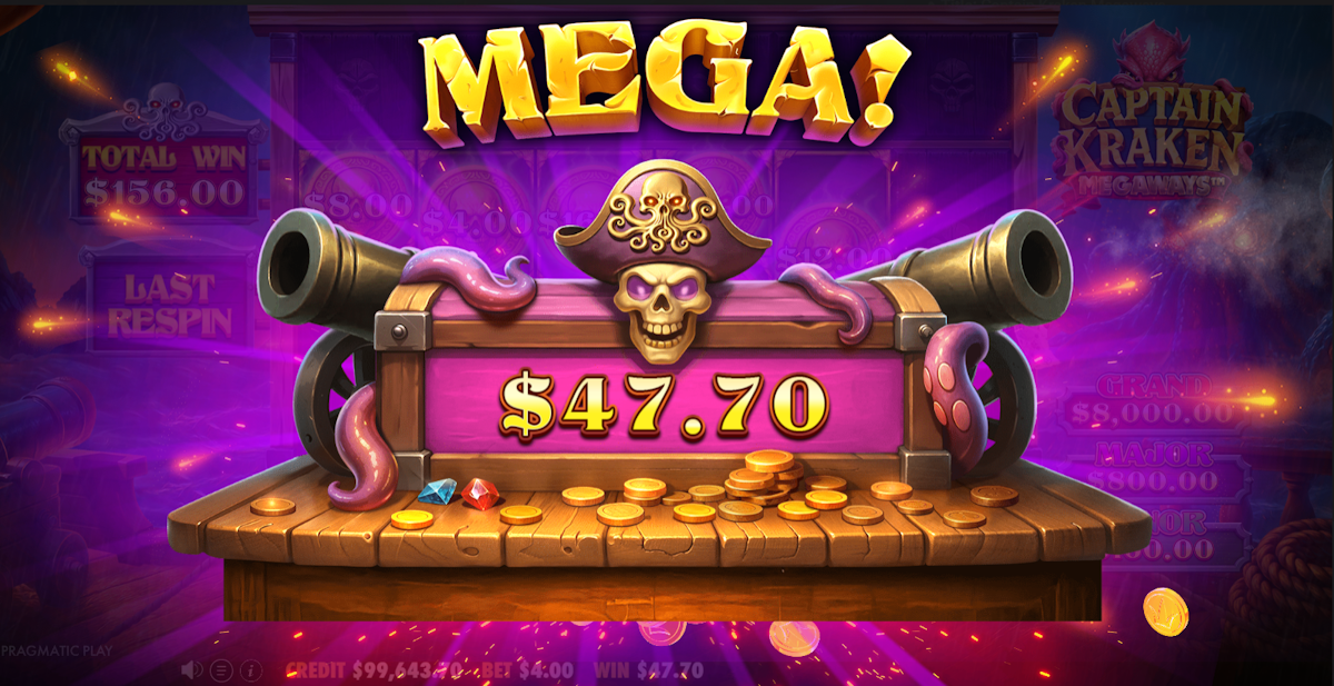 A win in Captain Kraken Megaways by Pragmatic Play