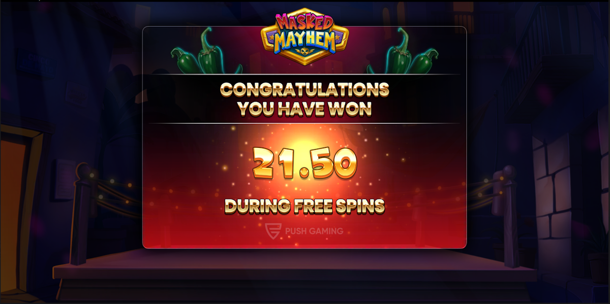 A win in Masked Mayhem by Push Gaming