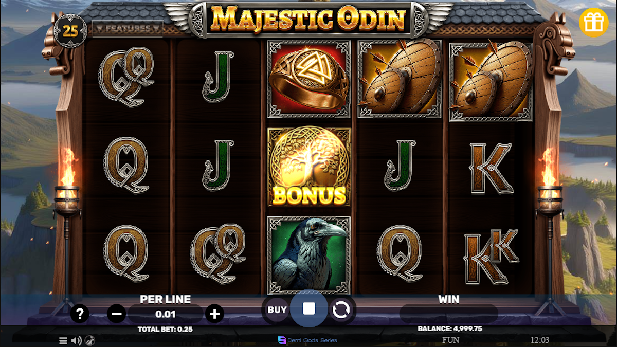 Base game in Majestic Odin by Spinomenal