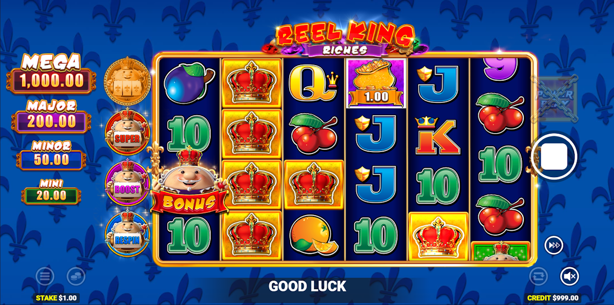 Base game in Reel King Riches by Blueprint Gaming