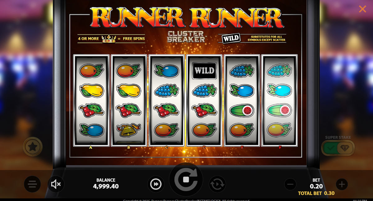 Base game in Runner Runner ClusterBreaker by Stakelogic