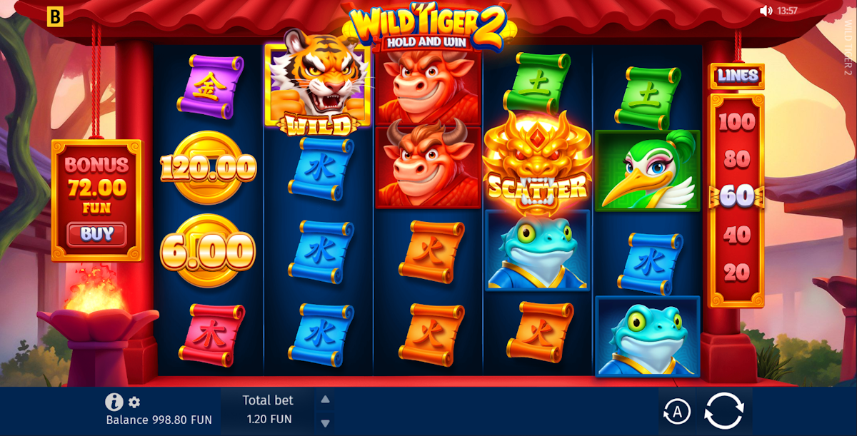 Base game in Wild Tiger 2 by BGaming