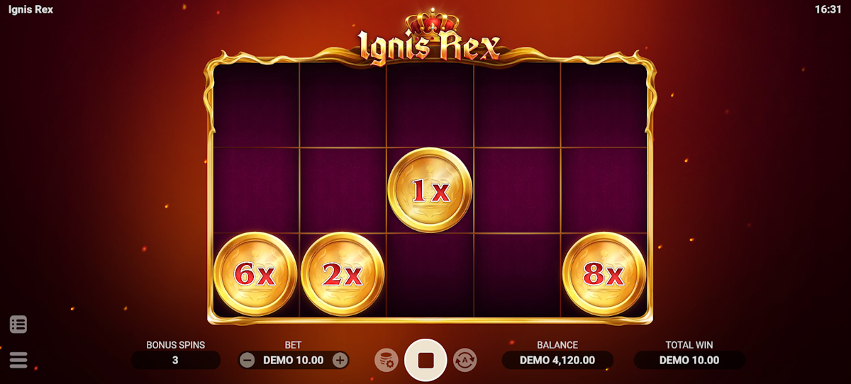 Bonus round in Ignis Rex by Evoplay