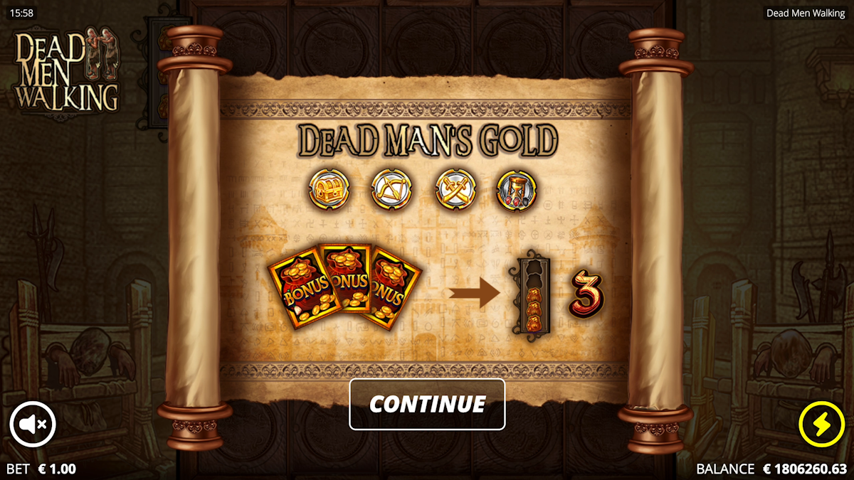 Dead Mans Gold Splash Screen in Dead Men Walking by Nolimit City