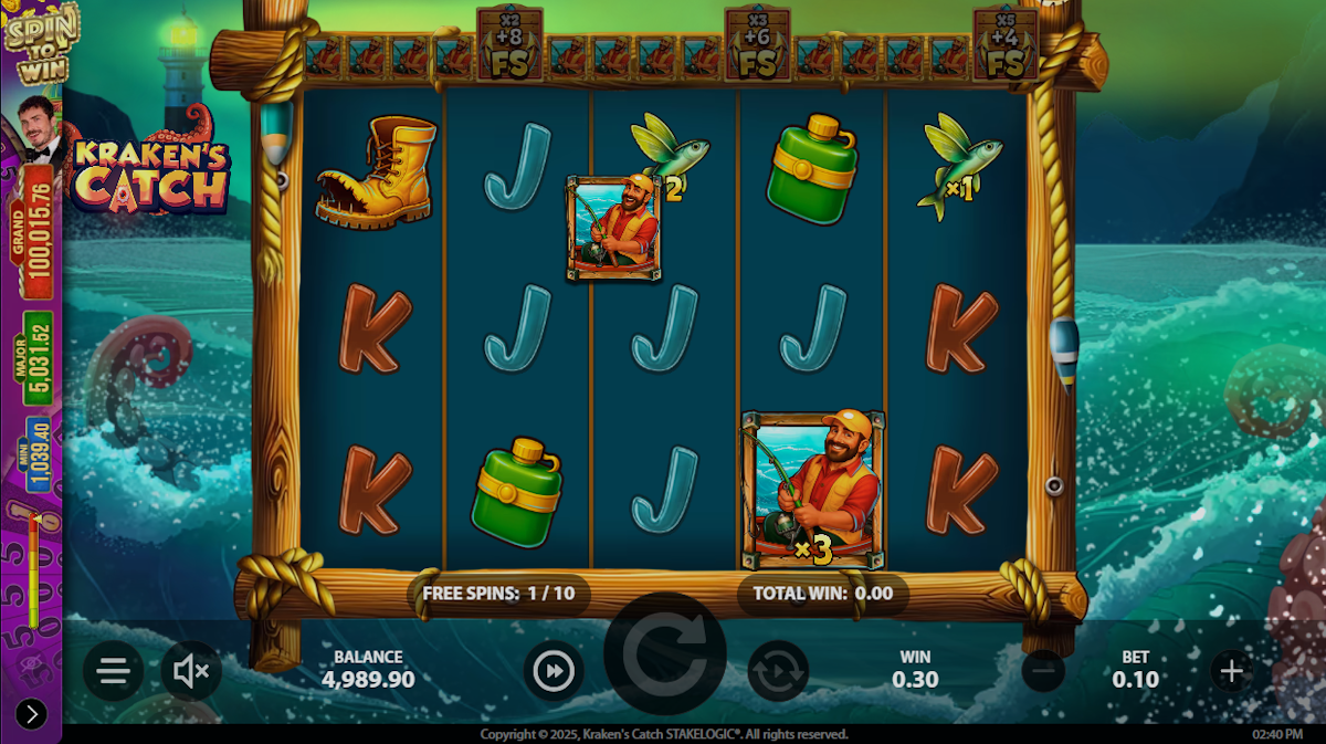 Free spins in Kraken’s Catch by Stakelogic
