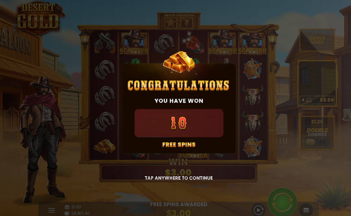 Free spins won in Desert Gold by FBMDS