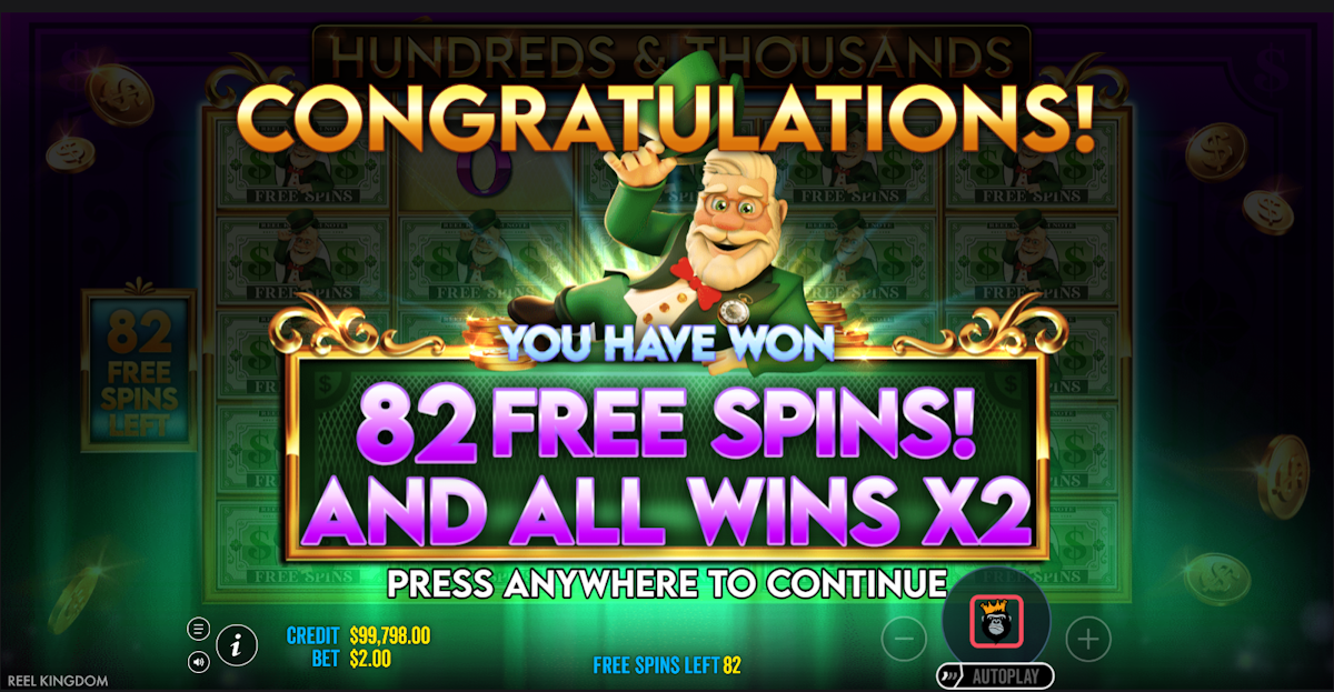 Free spins won in Hundreds and Thousands by Pragmatic Play