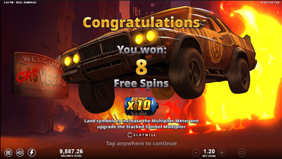 Free spins won in Reel Rampage by Slotmill