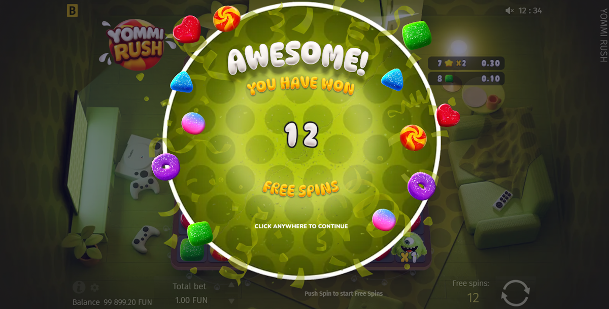 Free spins won in Yommi Rush by BGaming