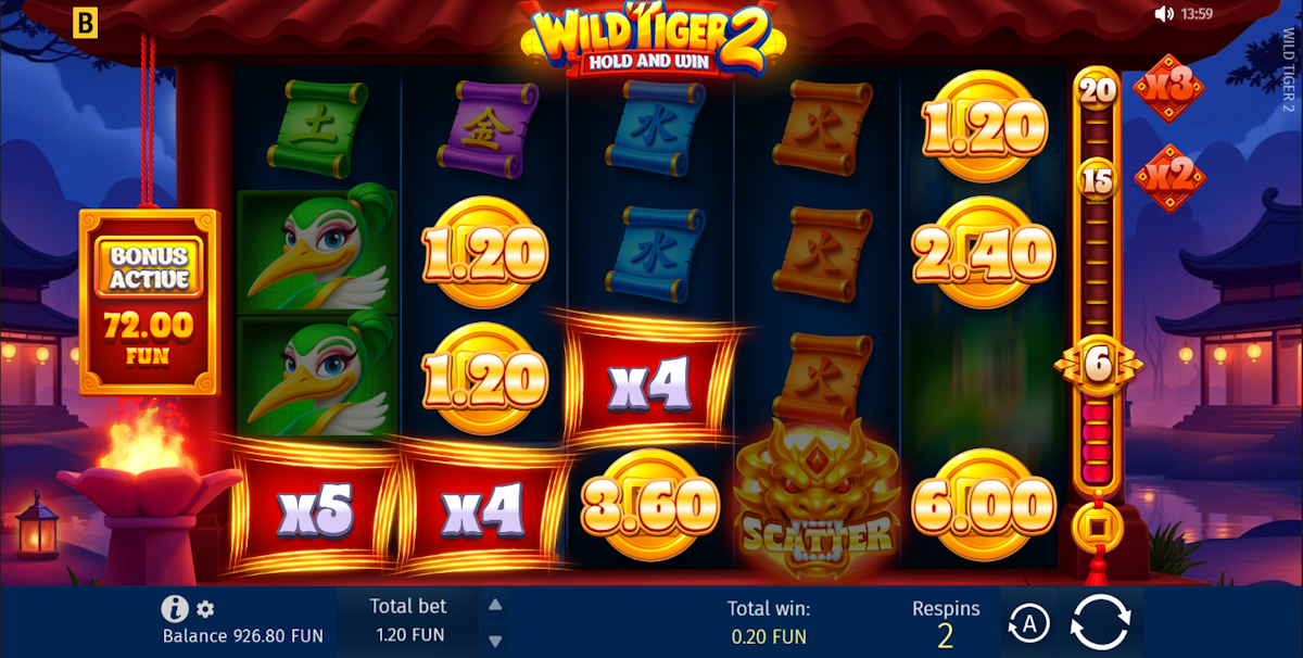 Hold & win round in Wild Tiger 2 by BGaming