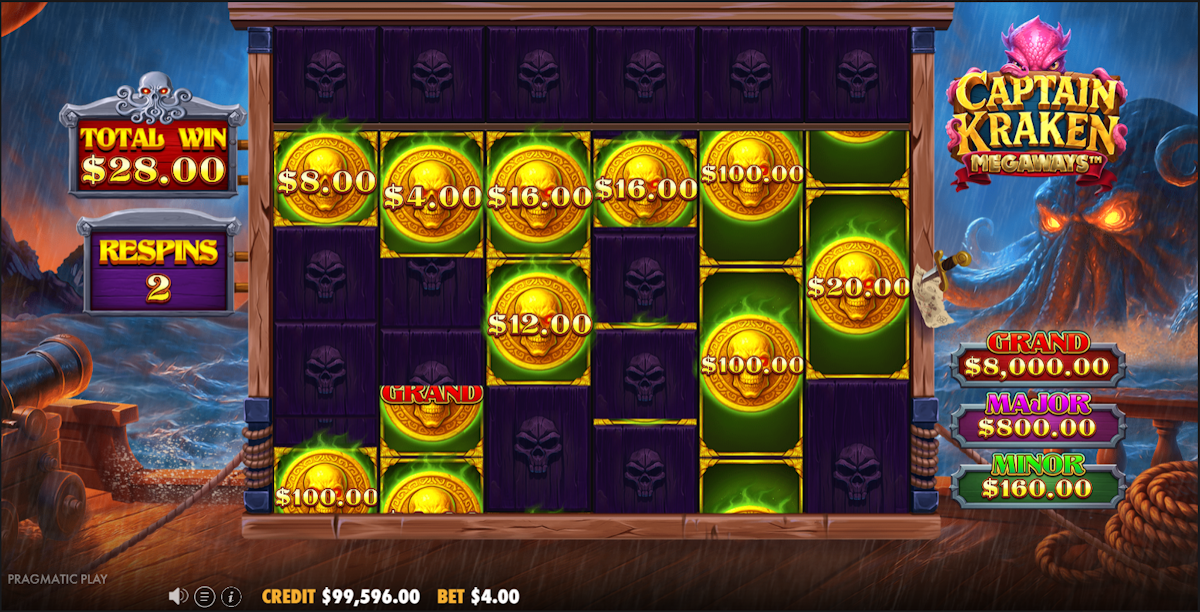 Respins in Captain Kraken Megaways by Pragmatic Play