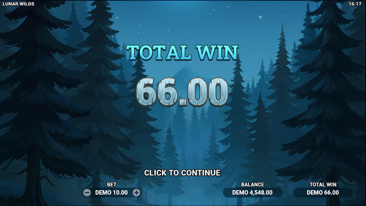 Total win in Lunar Wilds by Evoplay