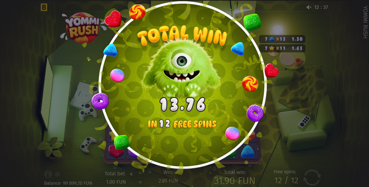 Total win in Yommi Rush by BGaming