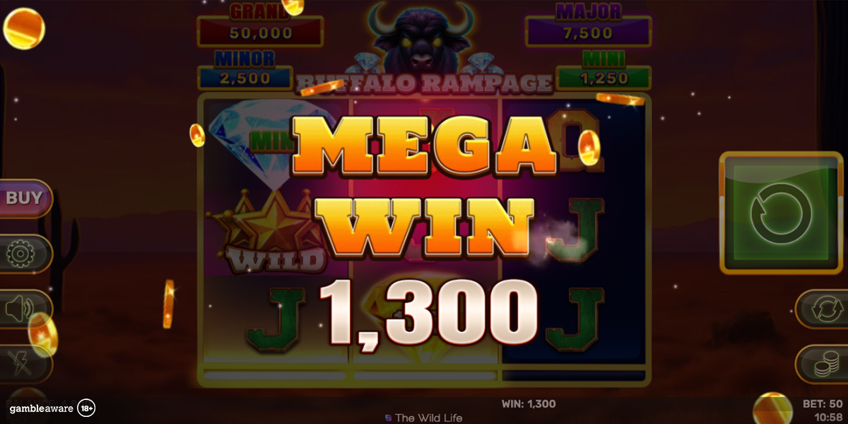 A mega win in Buffalo Rampage Hold & Hit 3x3 by Spinomenal
