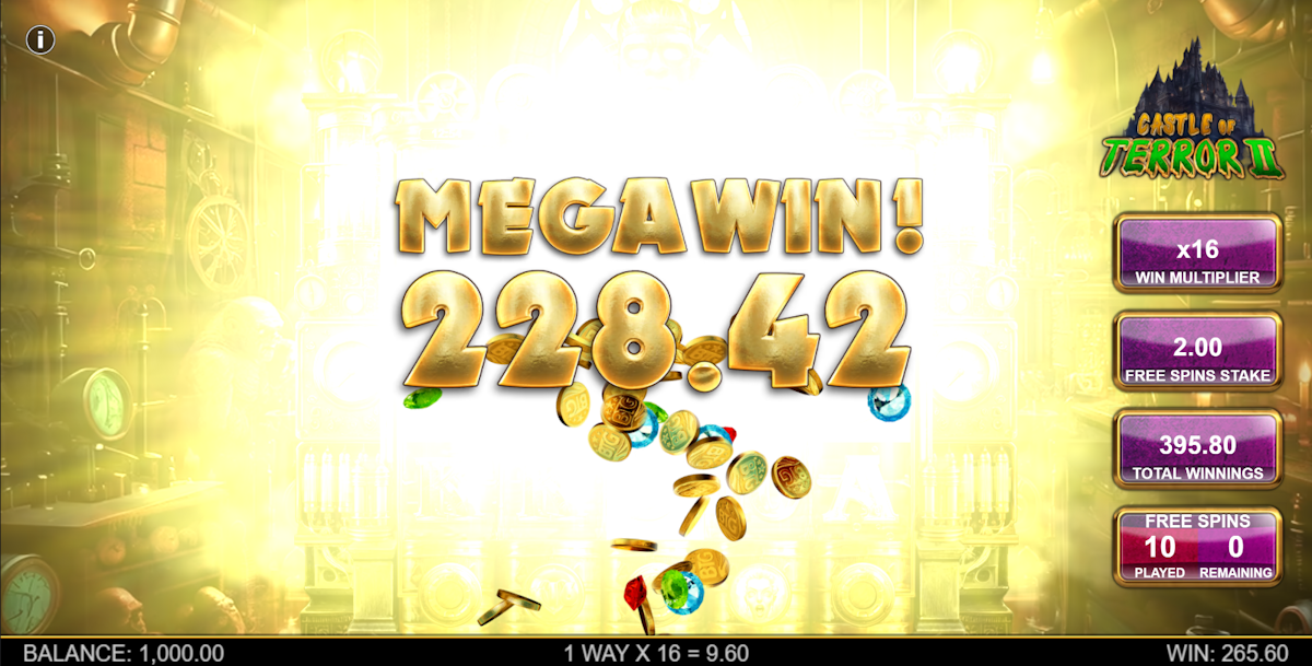 A mega win in Castle of Terror II by Big Time Gaming