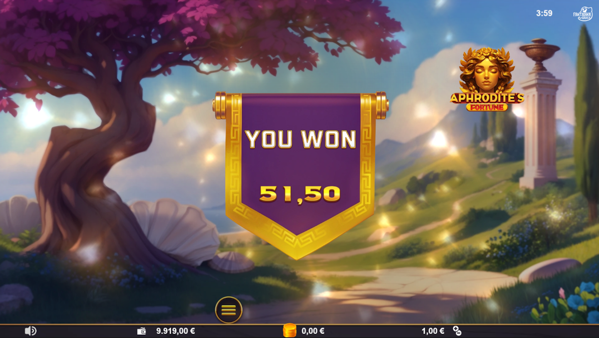 A win in Aphrodite’s Fortune by SlotMatrix