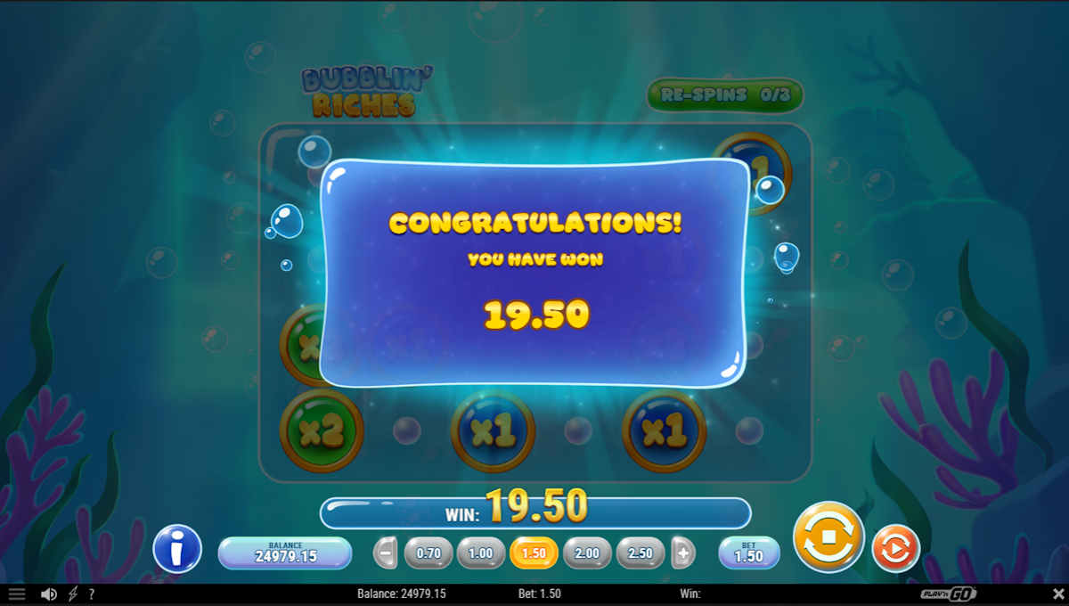 A win in Bubblin’ Riches by Play'n GO