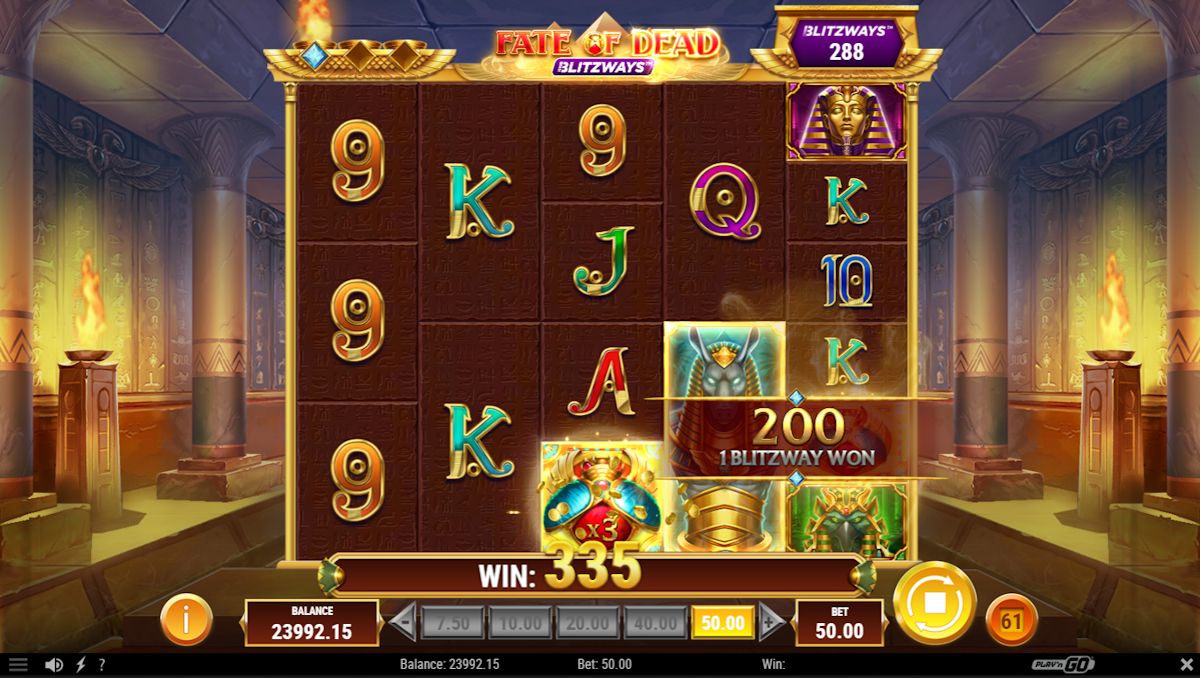 A win in Fate of Dead Blitzways by Play'n GO