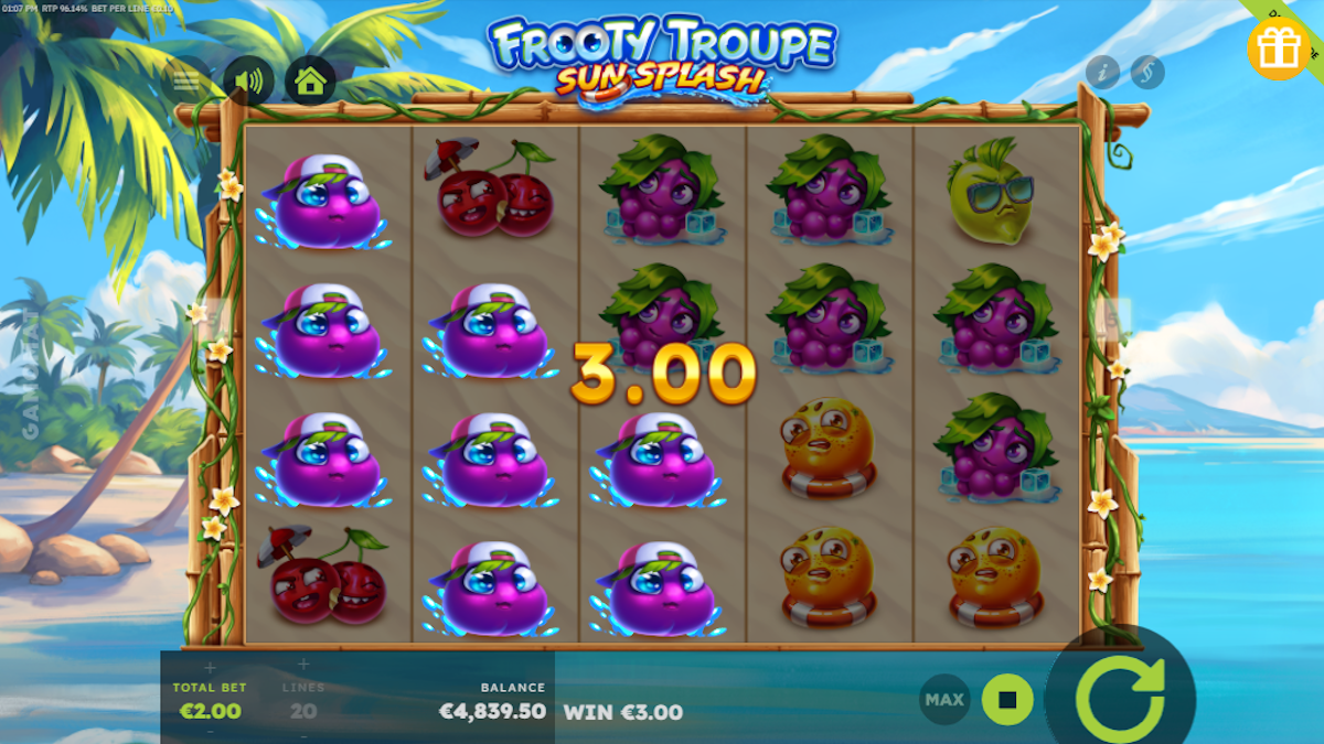 A win in Frooty Troupe Sun Splash by GAMOMAT