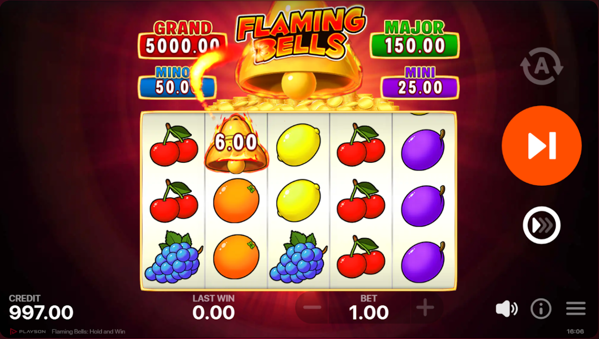Base game in Flaming Bells Hold and Win by Playson