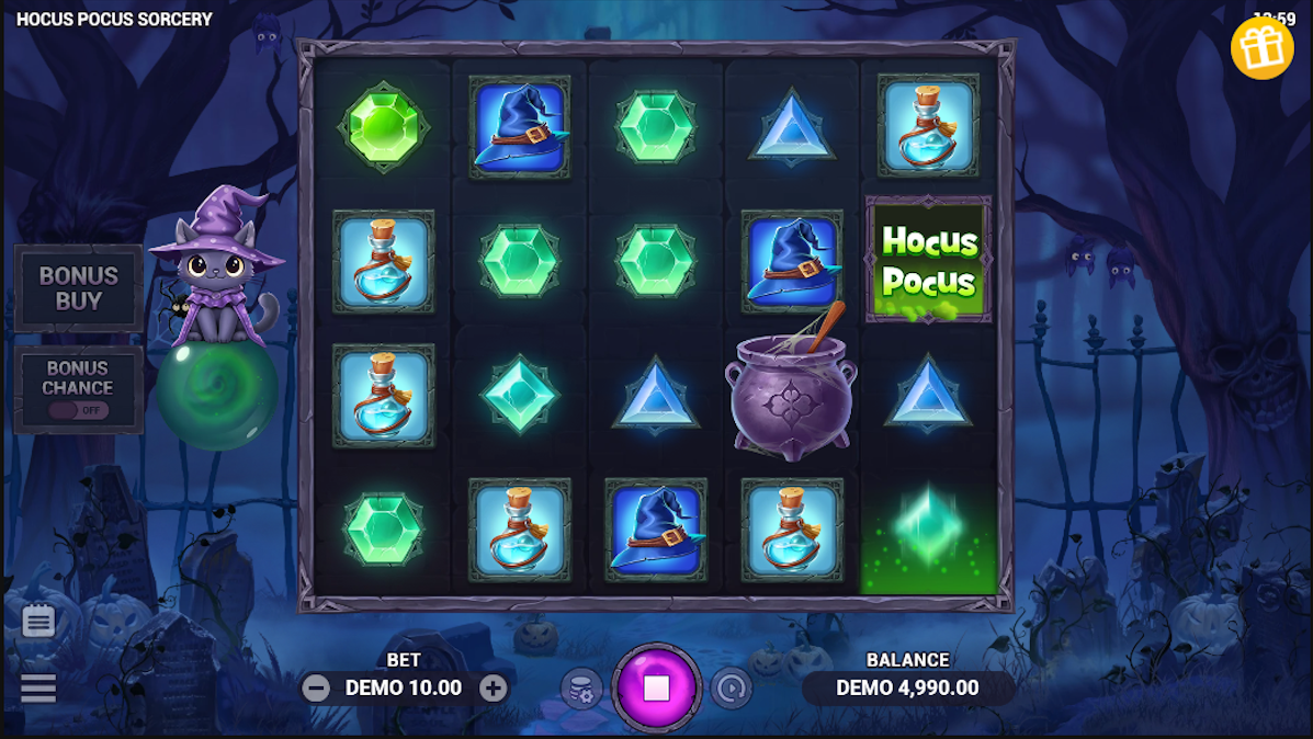Base game in Hocus Pocus Sorcery by Evoplay
