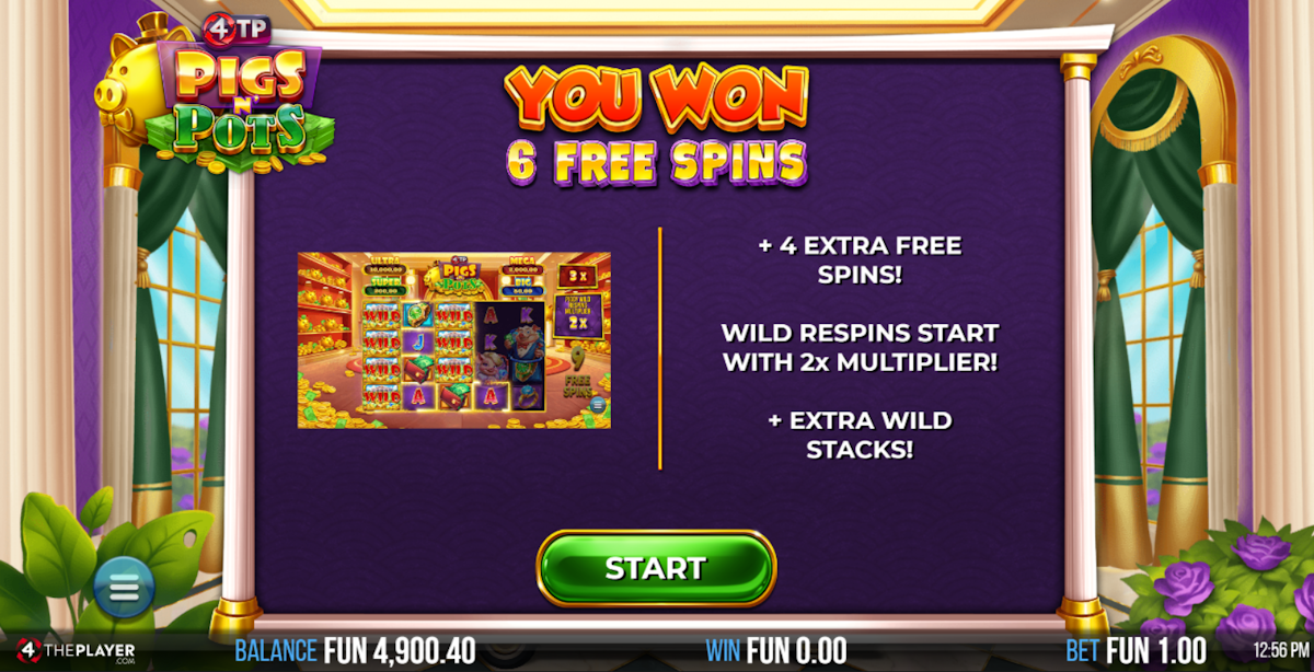 Free spins won in 4TP Pigs N’ Pots by 4ThePlayer