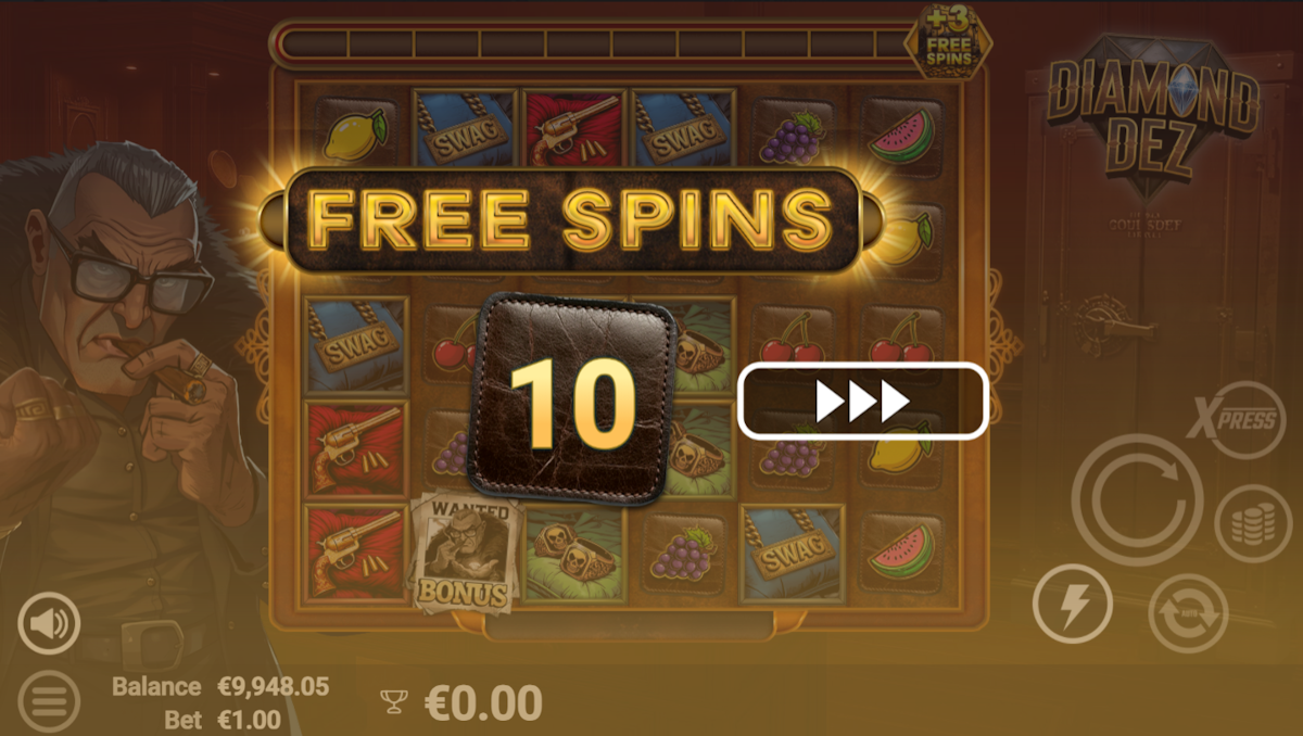 Free spins won in Diamond Dez by AvatarUX