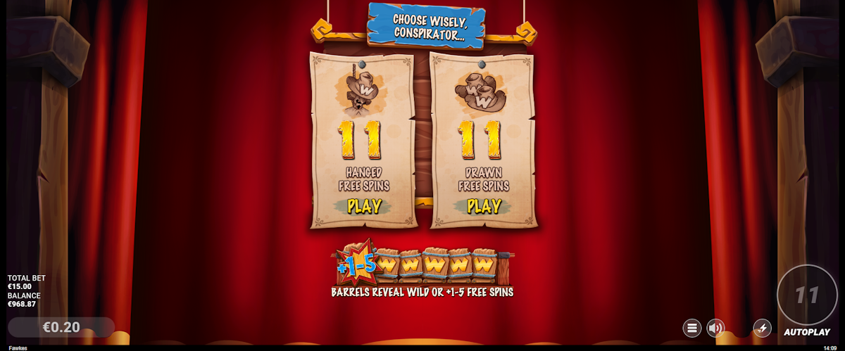 Free spins won in Fawkes by Wicked Games