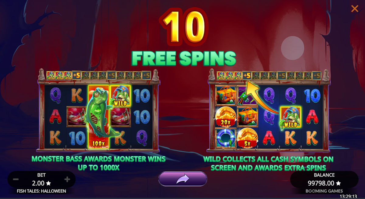 Free spins won in Fish Tales Halloween by Booming Games