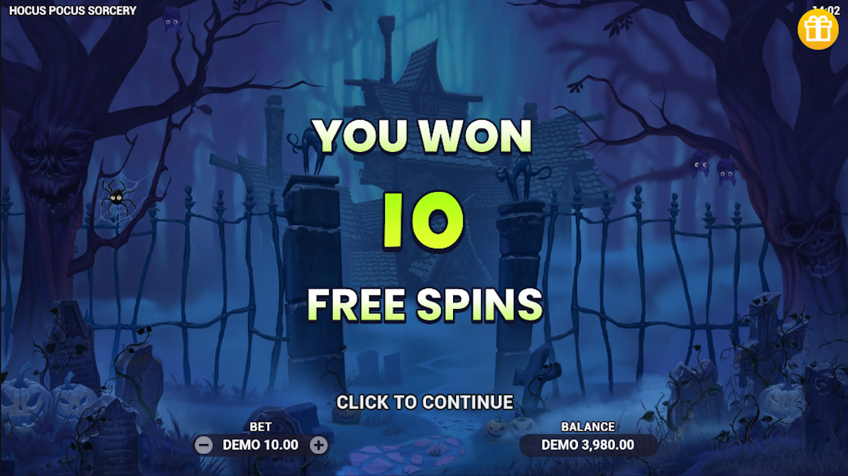 Free spins won in Hocus Pocus Sorcery by Evoplay
