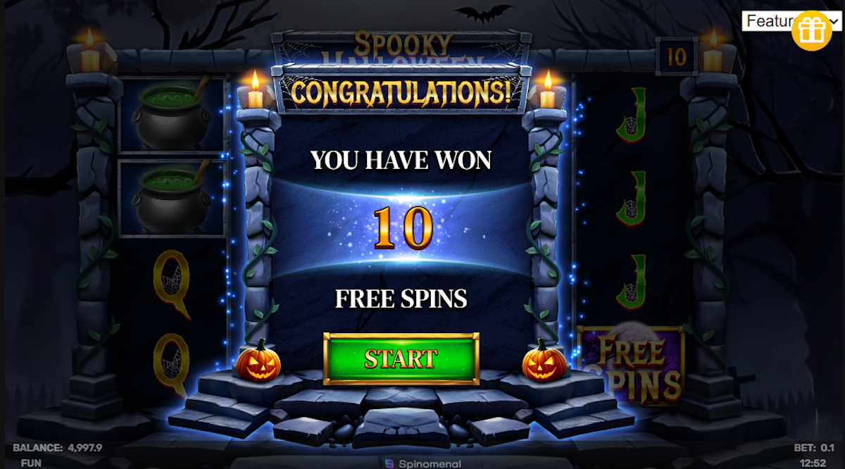 Free spins won in Spooky Halloween by Spinomenal