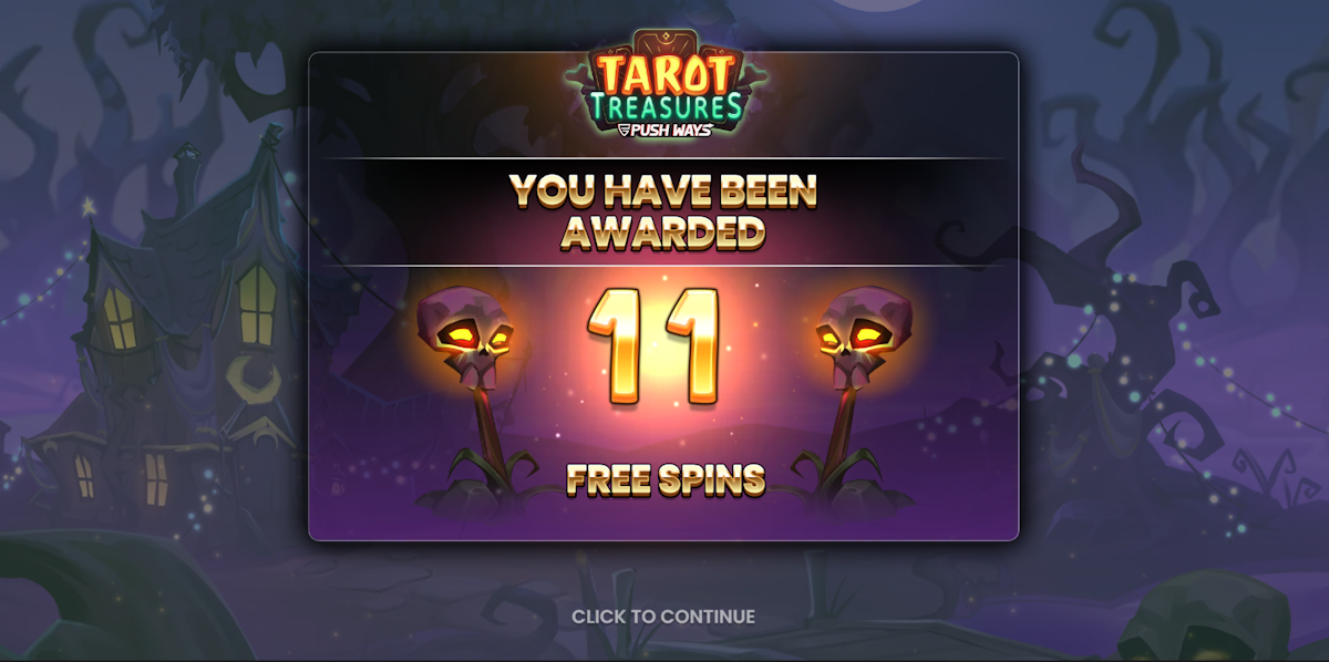 Free spins won in Tarot Treasures by Push Gaming