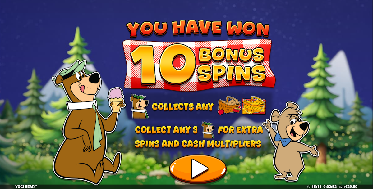 Free spins won in Yogi Bear™ by Blueprint Gaming