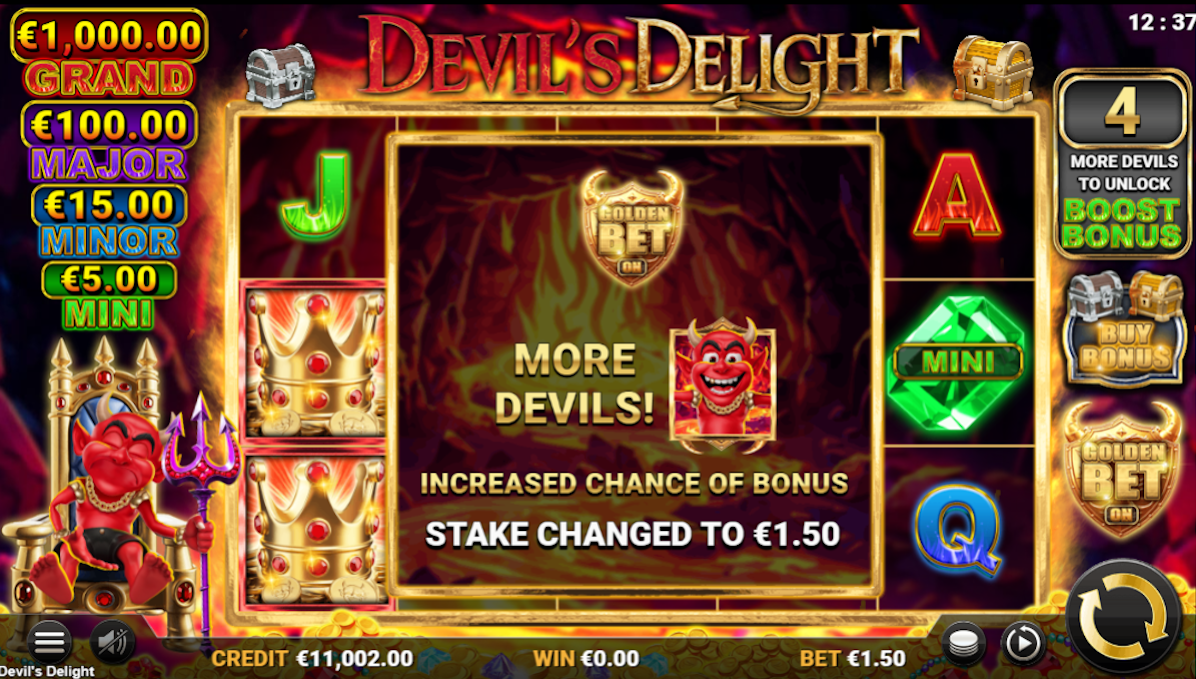 Golden bet option in Devil’s Delight by Reflex Gaming