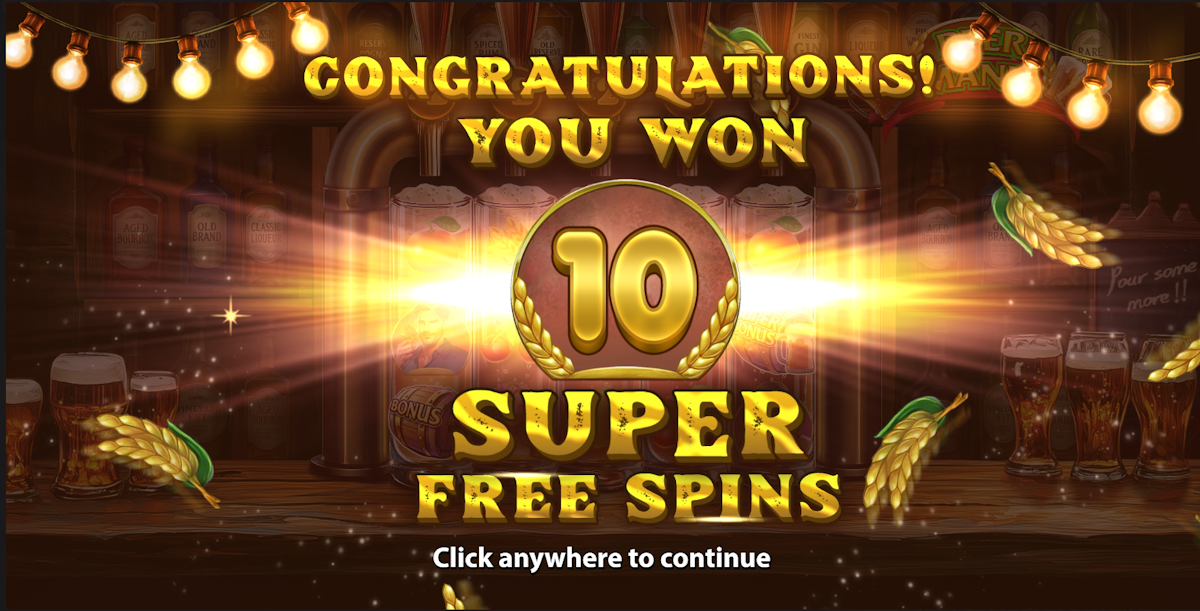 Super free spins won in Beer Mania by Stakelogic