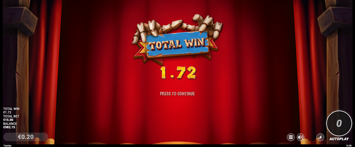 Total win in Fawkes by Wicked Games