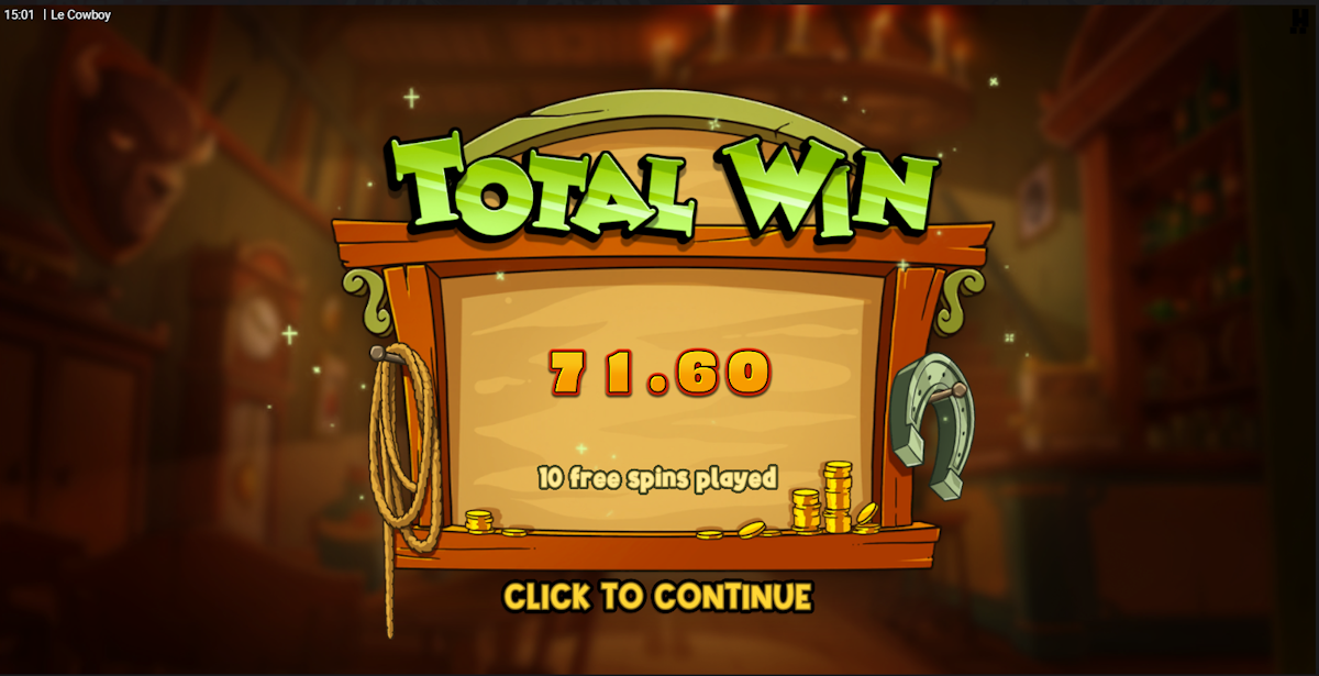 Total win in Le Cowboy by Hacksaw Gaming